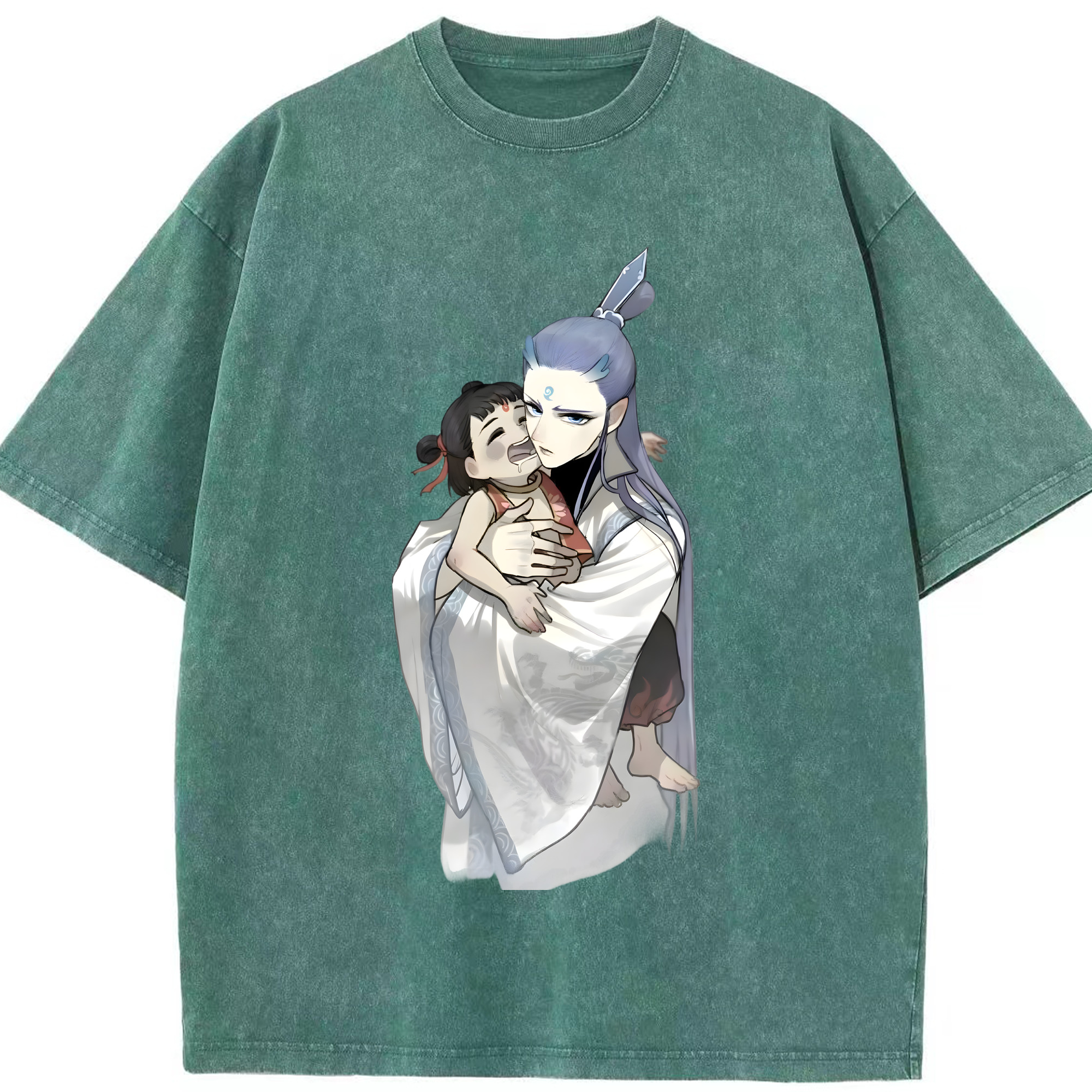 （画像用） Ne Zha 2 ナタ 魔童の大暴れ 綿100% ヴィンテージ風 半袖Tシャツ（フロントプリント）